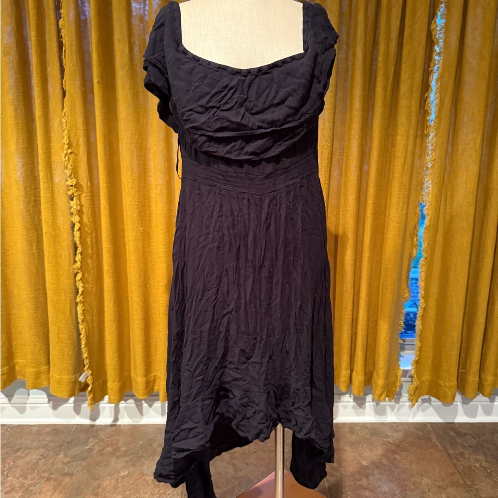River Island Black Asymmetrical Off the Shoulder Dress